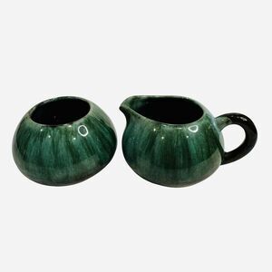 Blue Mountain Pottery Cream and Sugar Drip Glaze Redware Mid Century Vintage